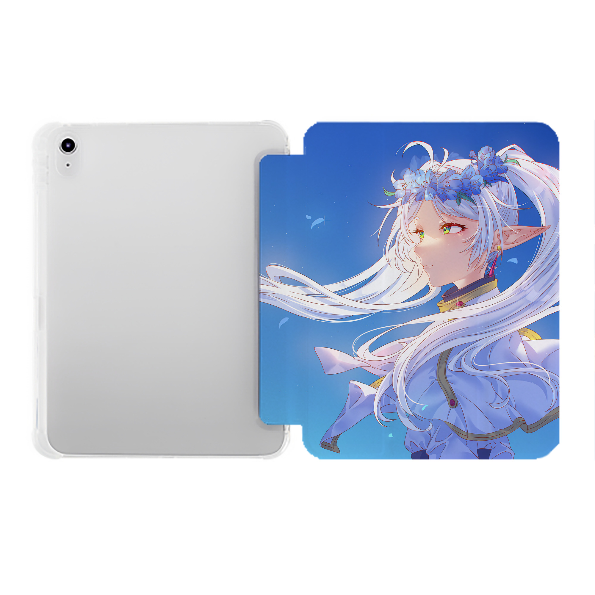 （画像用） 葬送のフリーレン Frieren IPad ケース ペン収納付き 三つ折りスタンド PUレザー×シリコン 対応機種9.5/10.5/10.9インチ